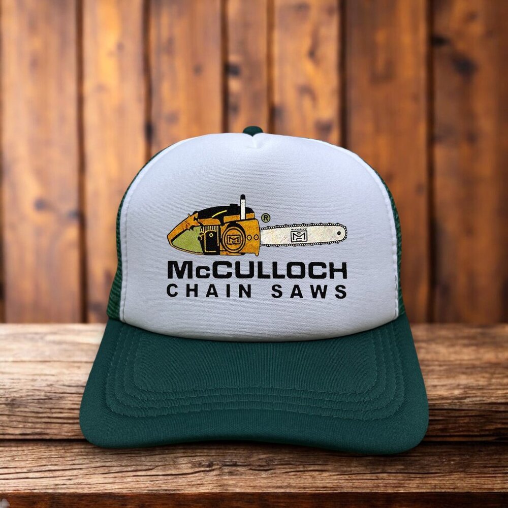 McCulloch Chainsaws Unisex Trucker Hat Green Snapback Power Tools Baseball Cap - Picture 1 of 4